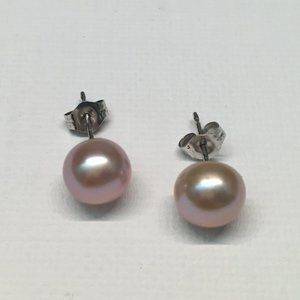 Pink Freshwater Pearls Earrings Silver